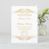 Faux  Gold Foil Flourish Damask Kaart (Staand voorkant)