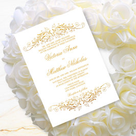Faux  Gold Foil Flourish Damask Kaart