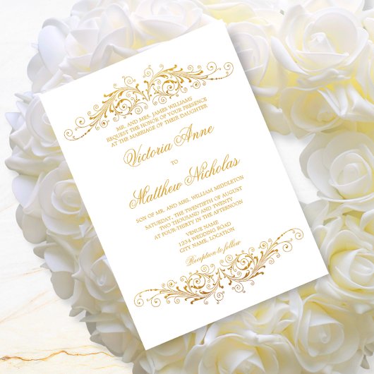 Faux  Gold Foil Flourish Damask Kaart
