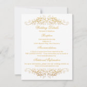 Faux Gold Foil Flourish Damask Wedding Details Kaart (Voorkant)