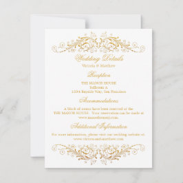 Faux Gold Foil Flourish Damask Wedding Details Kaart