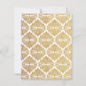Faux Gold Foil Flourish Damask Wedding Details Kaart (Achterkant)