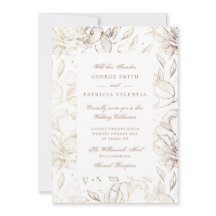 Faux Gold Foil Flowers Hand Drawn Elegant Wedding