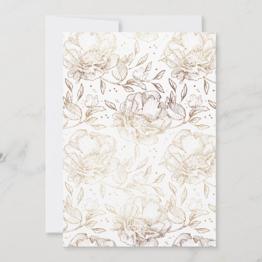 Faux Gold Foil Flowers Hand Drawn Elegant Wedding Kaart (Achterkant)