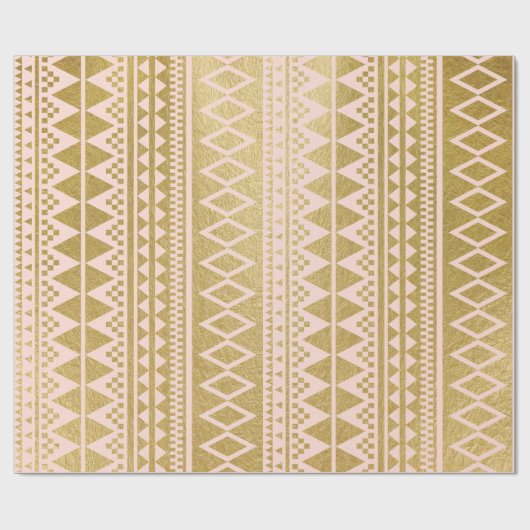 Faux Gold Foil Geometric Aztec Pattern Cadeaupapier (Vlak)
