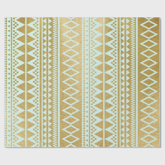 Faux Gold Foil Geometric Aztec Pattern Cadeaupapier (Vlak)