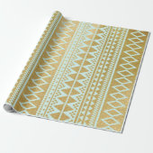 Faux Gold Foil Geometric Aztec Pattern Cadeaupapier (Uitgerold)