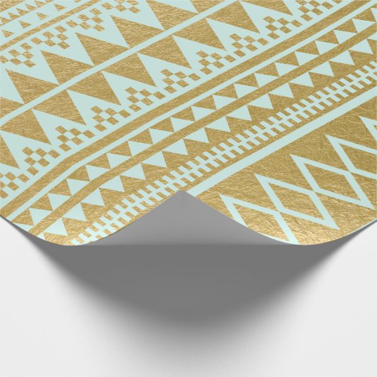Faux Gold Foil Geometric Aztec Pattern Cadeaupapier (Hoek)