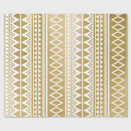 Faux Gold Foil Geometric Aztec Pattern Cadeaupapier (Vlak)