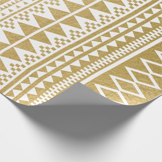 Faux Gold Foil Geometric Aztec Pattern Cadeaupapier (Hoek)