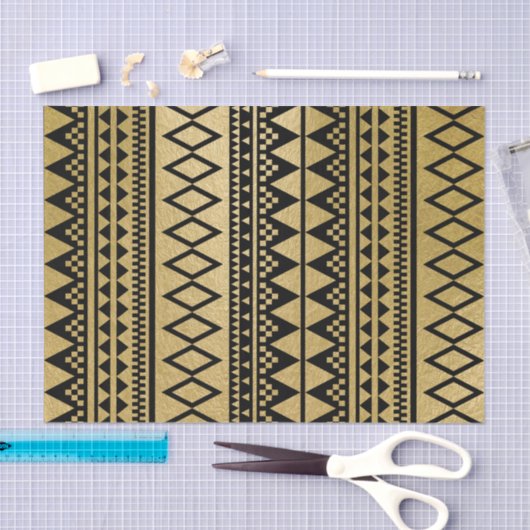 Faux Gold Foil Geometric Aztec Pattern Tissuepapier (Craft)