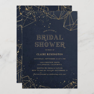 Faux Gold Foil Geometric Polygons Vrijgezellenfees Kaart