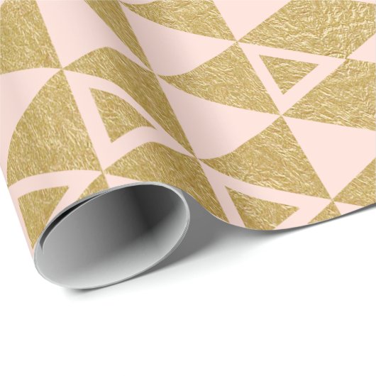Faux Gold Foil Geometric Triangle Patroon Cadeaupapier (Rol Hoek)