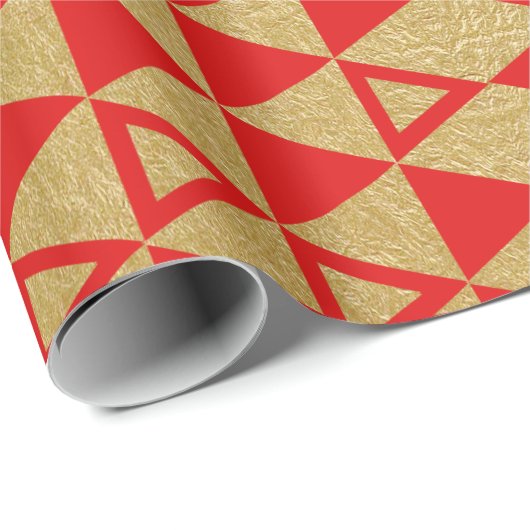 Faux Gold Foil Geometric Triangle Patroon Cadeaupapier (Rol Hoek)