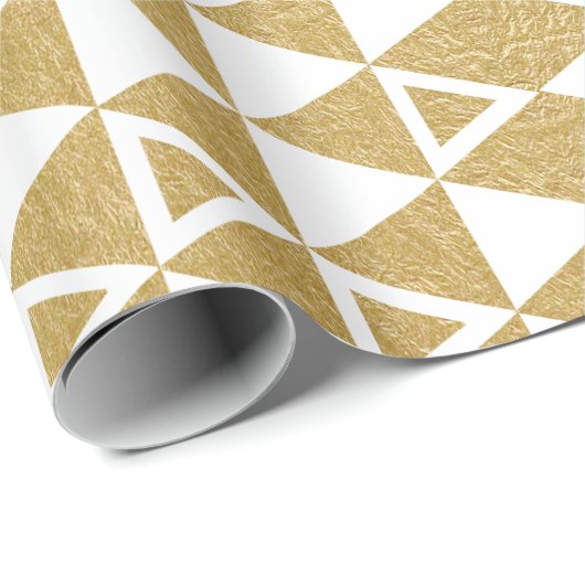Faux Gold Foil Geometric Triangle Patroon Cadeaupapier (Rol Hoek)