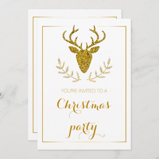Faux Gold Foil getextureerd Der Head-kerstfeest Kaart (Voorkant / Achterkant)