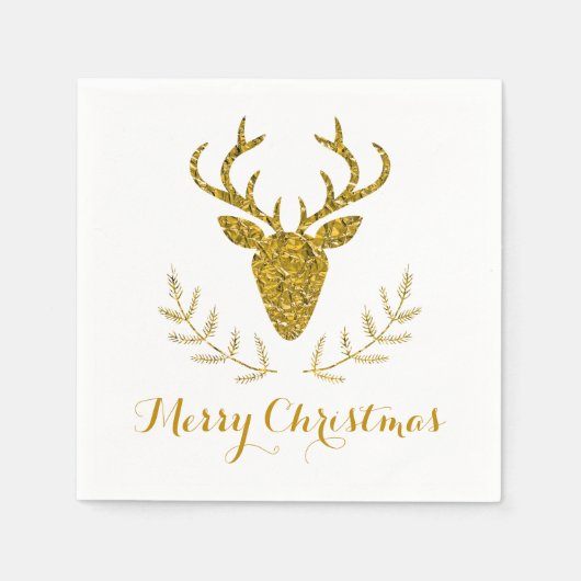 Faux Gold Foil getextureerd met kerstmis Servetten (Voorkant)