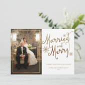 Faux Gold Foil GETROUWD EN VROLIJK | Vakantie 2015 Feestdagenkaart (Staand voorkant)