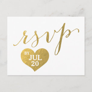 Faux Gold Foil Glam Heart   RSVP-Briefkaart voor b Uitnodiging Briefkaart