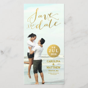 Faux Gold Foil Glamor   De datum-fotokaart opslaan Save The Date