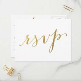 Faux Gold Foil Glamor | RSVP-Briefkaart voor bruil Uitnodiging Briefkaart