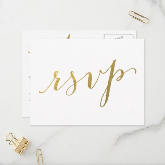 Faux Gold Foil Glamor | RSVP-Briefkaart voor bruil Uitnodiging Briefkaart