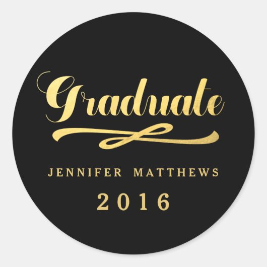 Faux Gold Foil Glamour 2016 Afstuderen Sticker (Voorkant)