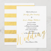 Faux Gold Foil Glamour | huwelijksuitnodiging Kaart (Voorkant / Achterkant)
