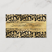 Faux Gold Foil Glitter Brush Stroke Leopard Visitekaartje (Voorkant)