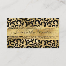 Faux Gold Foil Glitter Brush Stroke Leopard