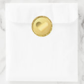 Faux Gold Foil Glitter Heart Wedding Envelope Ronde Sticker (Tas)