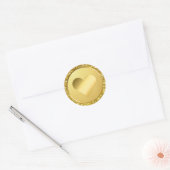Faux Gold Foil Glitter Heart Wedding Envelope Ronde Sticker (Envelop)