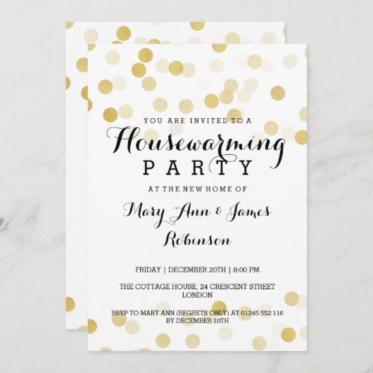 Faux Gold Foil Glitter Lights Kaart (Voorkant / Achterkant)