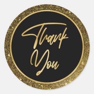 Faux Gold Foil & Glitter Modern Hartelijk dank Ronde Sticker