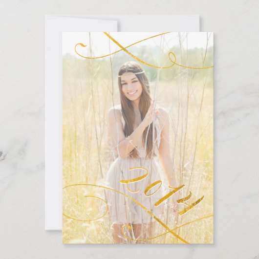 Faux Gold Foil Graduation Invitations | 2014 Kaart (Voorkant)