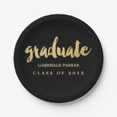 Faux Gold Foil Graduation Party Borden Papieren Bordje (Voorkant)