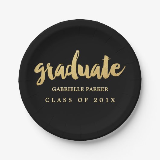 Faux Gold Foil Graduation Party Borden Papieren Bordje (Voorkant)