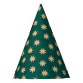 Faux Gold Foil & Green Stars Pattern Feesthoedjes (Voorkant)