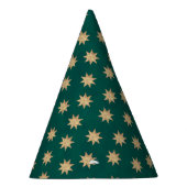 Faux Gold Foil & Green Stars Pattern Feesthoedjes (Rechts)