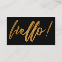 Faux Gold Foil Hallo Handschrift Script op zwart