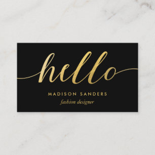 Faux Gold Foil Hallo Typografie Classic Black Visitekaartje