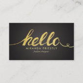 Faux Gold Foil Hallo Typografie Classic Black Visitekaartje (Voorkant)