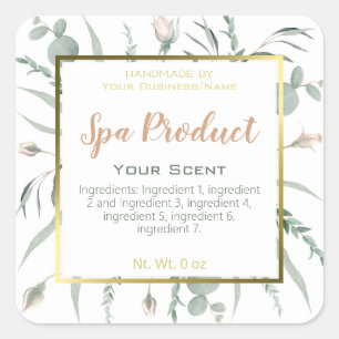 Faux Gold Foil Handmade Spa Product Small Business Vierkante Sticker
