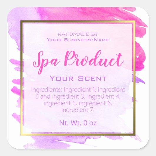 Faux Gold Foil Handmade Spa Product Small Business Vierkante Sticker (Voorkant)