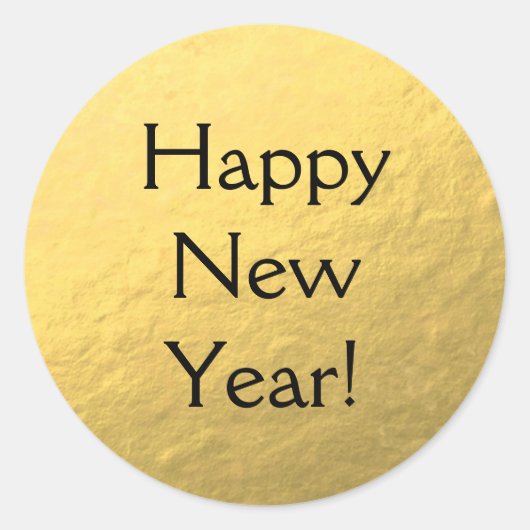 Faux Gold Foil Happy Nieuwjaar Glossy Sticker (Voorkant)