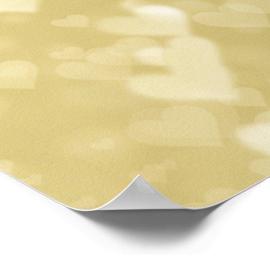 Faux Gold Foil Heart Background Hearts Bokeh Poster (Hoek)