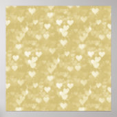 Faux Gold Foil Heart Background Hearts Bokeh Poster (Voorkant)