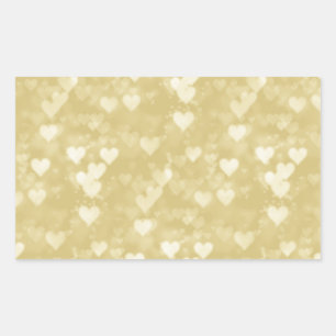 Faux Gold Foil Heart Background Hearts Bokeh Rechthoekige Sticker
