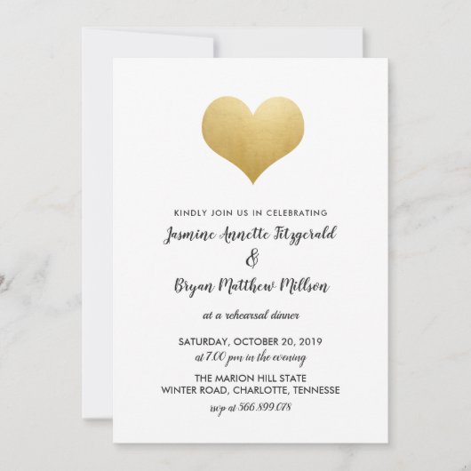 Faux Gold Foil Heart | repetitief diner Kaart (Voorkant)