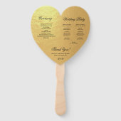 Faux Gold Foil Heart Weddenprogramma Black Script Handwaaier (Achterkant)